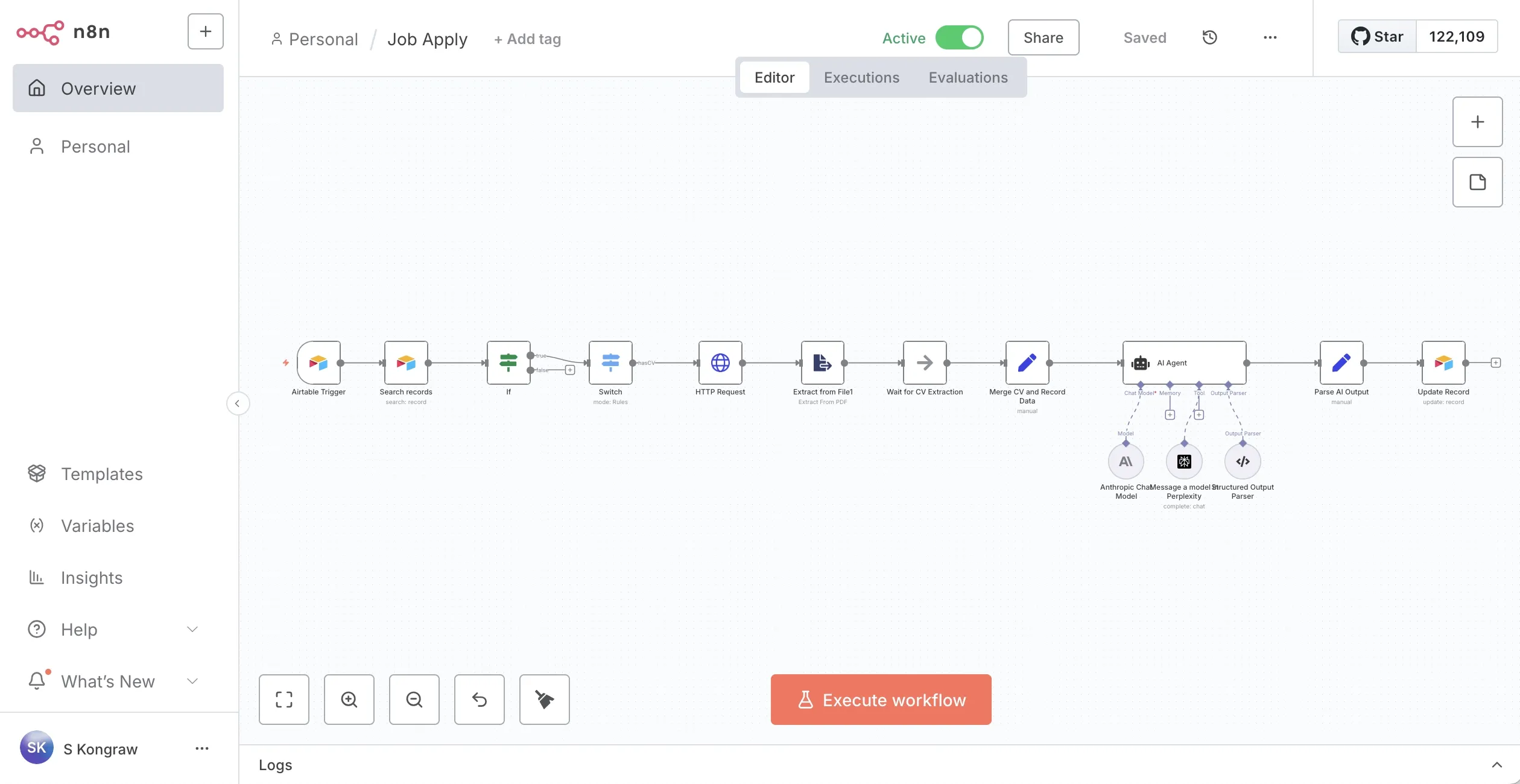 Sample n8n workflow by skongraw
